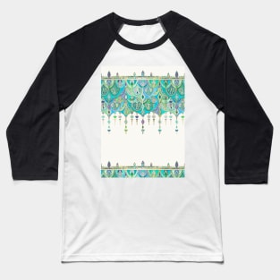 Art Deco Double Drop in Jade and Aquamarine on Cream Baseball T-Shirt